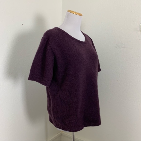 Calypso St Barth 100% Cashmere Knit Sweater Top Women’s M Plum Short Sleeve Soft - Picture 6 of 13